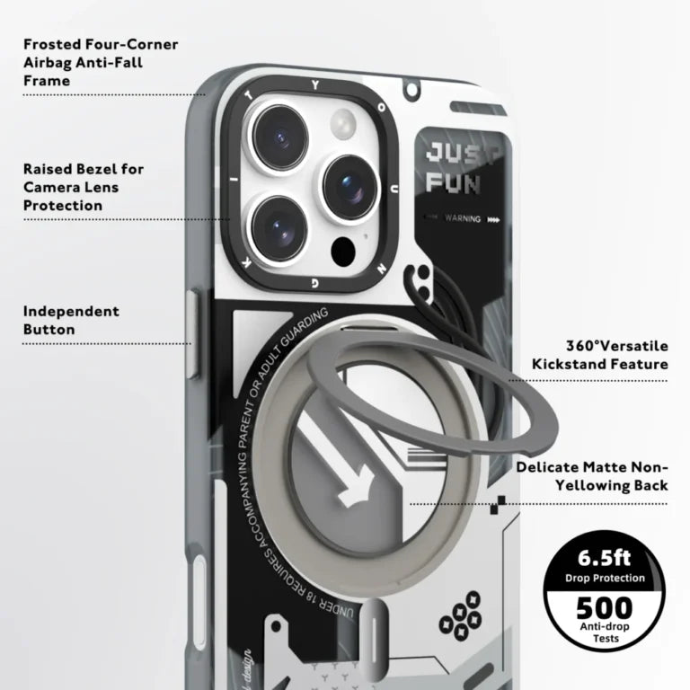 Cyberpunk 360° Spin Magnetic Stand MagSafe Case iPhone 13 14 15 16 17 N52 Kickstand
