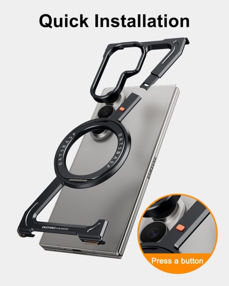 Oatsbasf Metal Z Shape Rimless 360° Kickstand Case Samsung Z Fold 5 Fold 6 Fold 7 Aluminium Magnetic