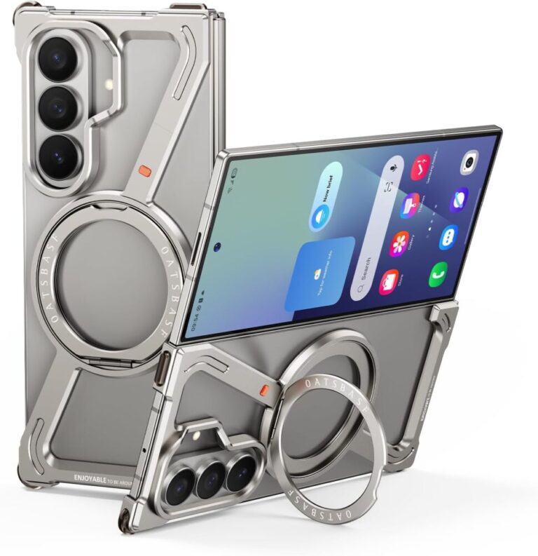 Oatsbasf Metal Z Shape Rimless 360° Kickstand Case Samsung Z Fold 5 Fold 6 Fold 7 Aluminium Magnetic
