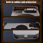 Sleek Minimalist Ultra Thin Genuine Leather Aluminium Alloy Frameless Case iPhone 13 14 15 16 17 Pro Max