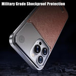 Sleek Minimalist Ultra Thin Genuine Leather Aluminium Alloy Frameless Case iPhone 13 14 15 16 17 Pro Max