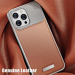 Sleek Minimalist Ultra Thin Genuine Leather Aluminium Alloy Frameless Case iPhone 13 14 15 16 17 Pro Max