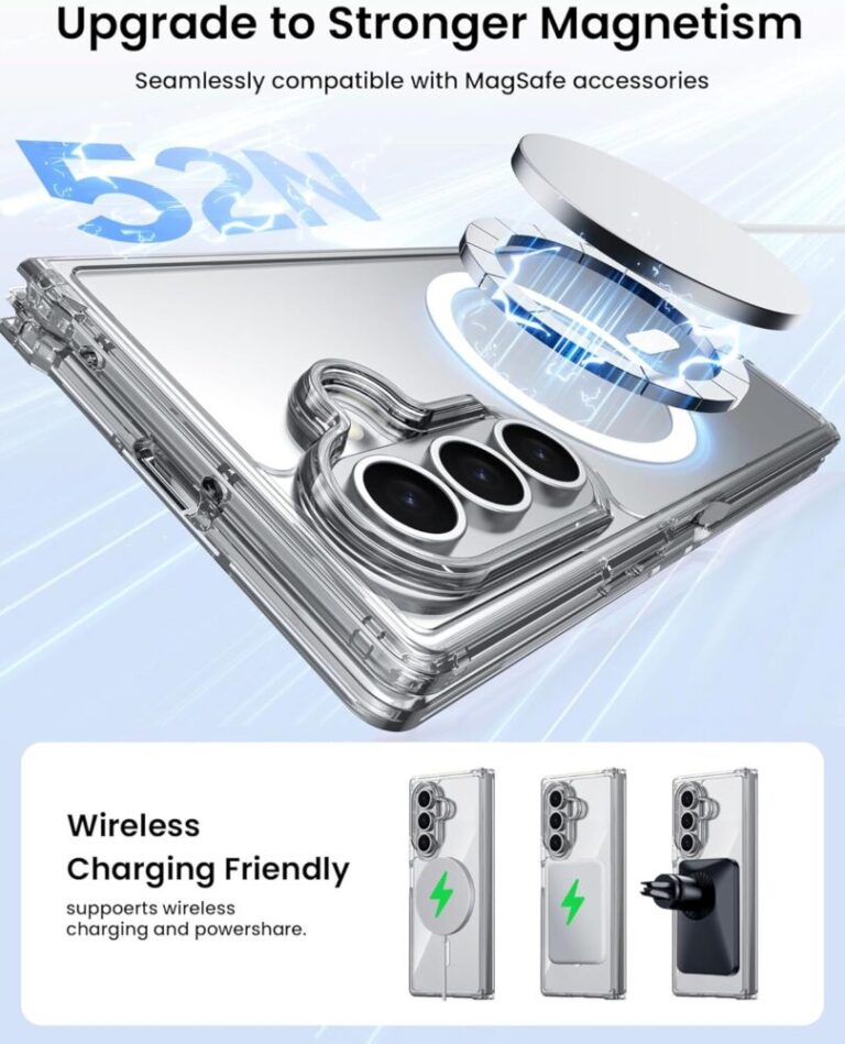 Ultra Clear MagSafe Case Samsung Z Fold 3 Fold 4 Fold 5 Fold 6 Fold 7 Anti-Yellowing Military Grade