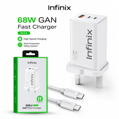 Infinix XDC95 68W GaN Fast Charger with 100W C-C Cable