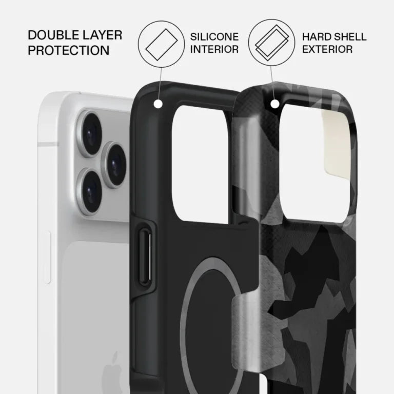 Night Black Camouflage Case – MagSafe Compatible with Military Camo Design & Ultra-Slim Fit