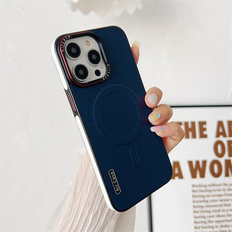 Keystone Magnetic Vegan Leather Case iPhone 11 12 13 14 15 16 17 Pro Max MagSafe Anti-Fingerprint