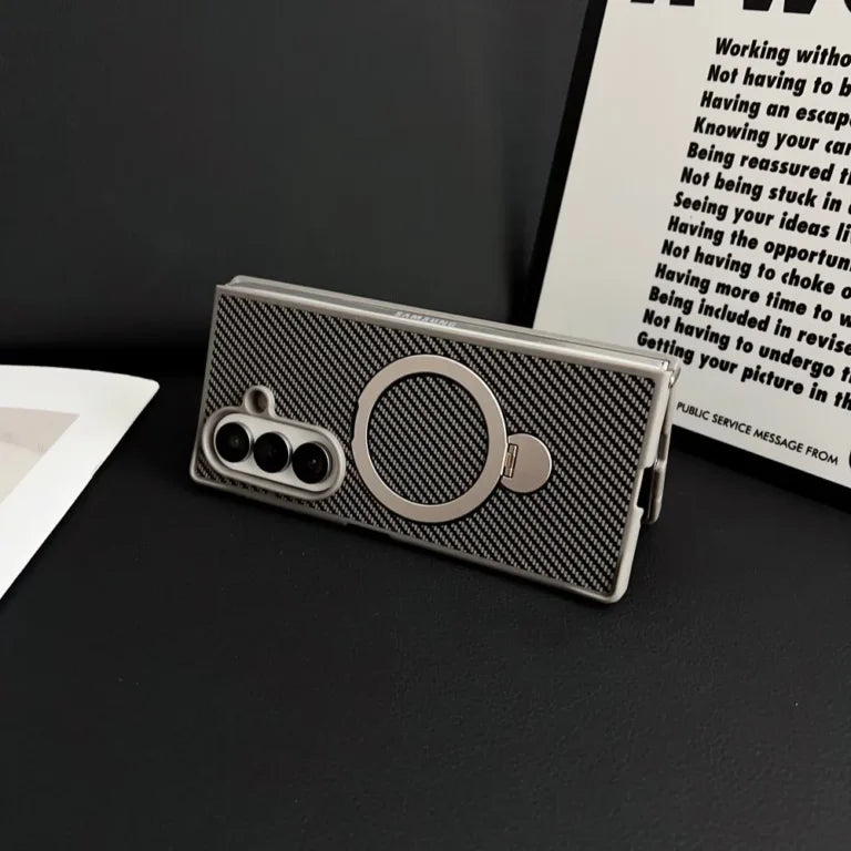 Carbon Pixel MagSafe Case Samsung Z Fold 3 Fold 4 Fold 5 Fold 6 Fold 7 Military Grade Slim