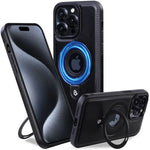 Luxury Leather MagSafe Kickstand Case iPhone 13 14 15 16 17 Pro Max Raised Bezels