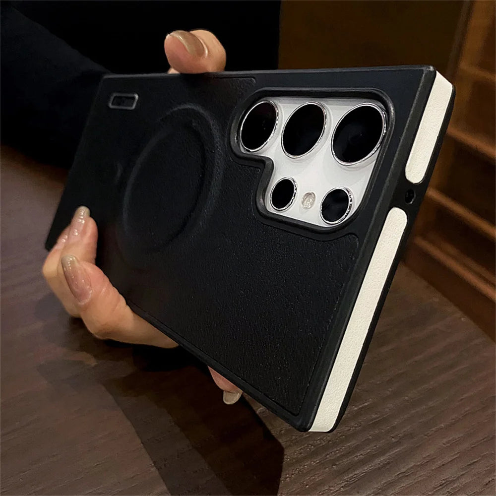 Samsung S Series Luxury Matte Leather Magnetic Aircase
