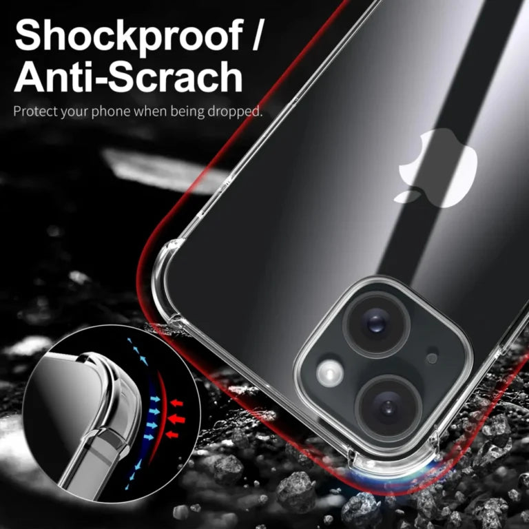 Clarity AirCushion Slim Drop Protection Case iPhone 13 14 15 16 17 Anti-Yellow Shockproof