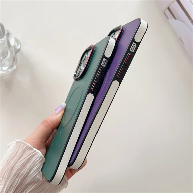 Keystone Magnetic Vegan Leather Case iPhone 11 12 13 14 15 16 17 Pro Max MagSafe Anti-Fingerprint