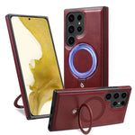 RIMBMAX Luxury Leather MagSafe Kickstand Case Samsung S21 Ultra S22 Ultra S23 Ultra S24 Ultra S25 Ultra