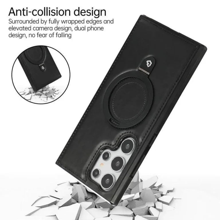 RIMBMAX Luxury Leather MagSafe Kickstand Case Samsung S21 Ultra S22 Ultra S23 Ultra S24 Ultra S25 Ultra