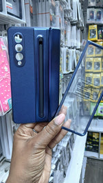 Samsung Galaxy Z Fold leather-style phone case in blue