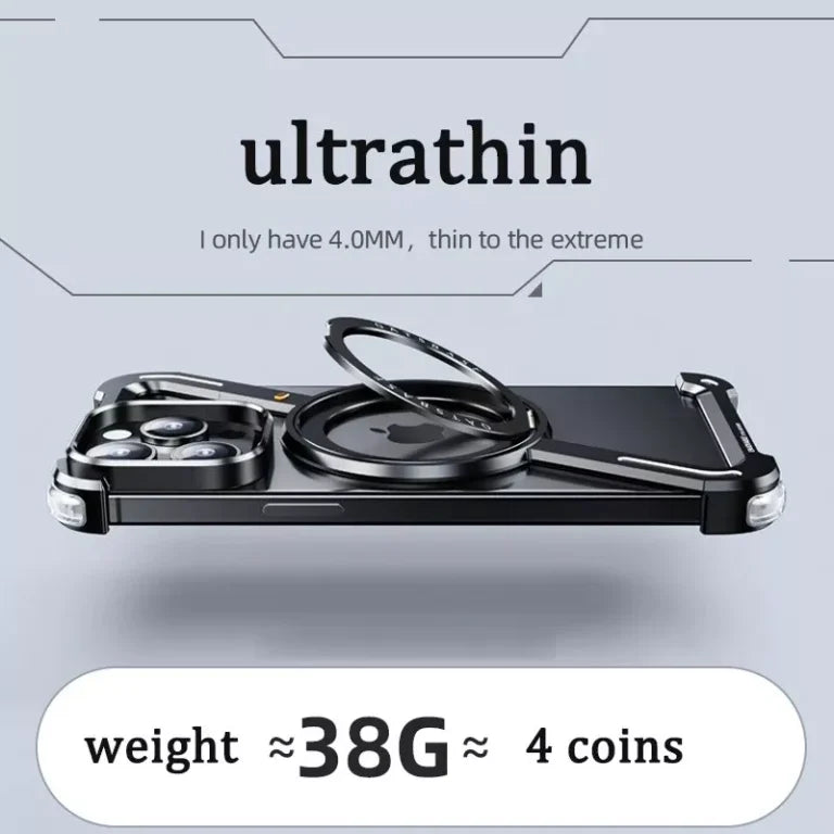 Oatsbasf Metal Z Shape Rimless Stand Case for iPhone 17 Pro Max