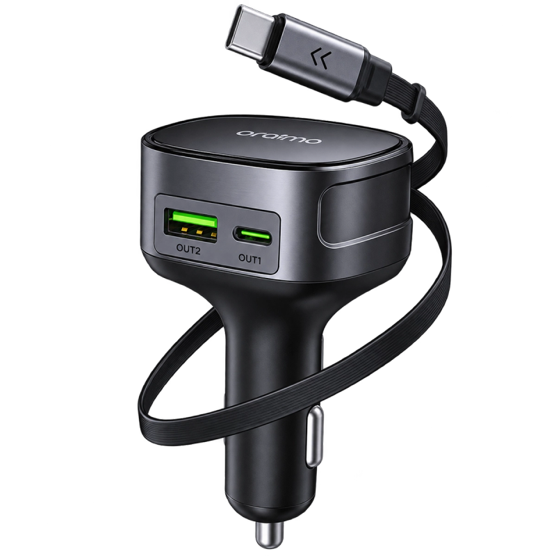 Oraimo PowerDrive 601 Pro 60W Car Charger with Retractable Type-C Cable