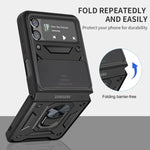 Shockproof Magnetic Ring Stand Armor Case Samsung Z Flip 3 Flip 4 Flip 5 Flip 6 Flip 7 MagSafe Military Grade