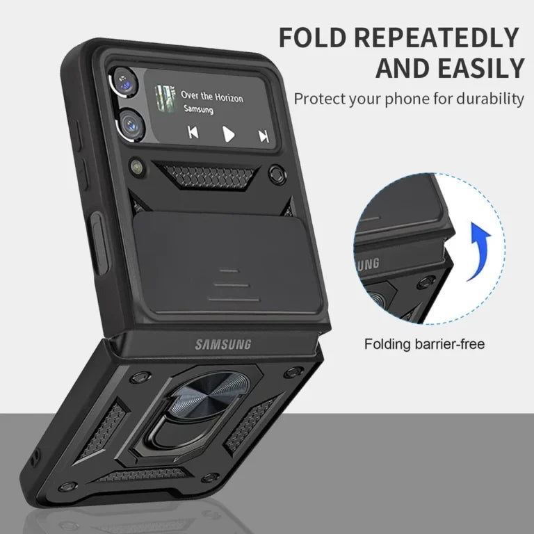 Shockproof Magnetic Ring Stand Armor Case Samsung Z Flip 3 Flip 4 Flip 5 Flip 6 Flip 7 MagSafe Military Grade