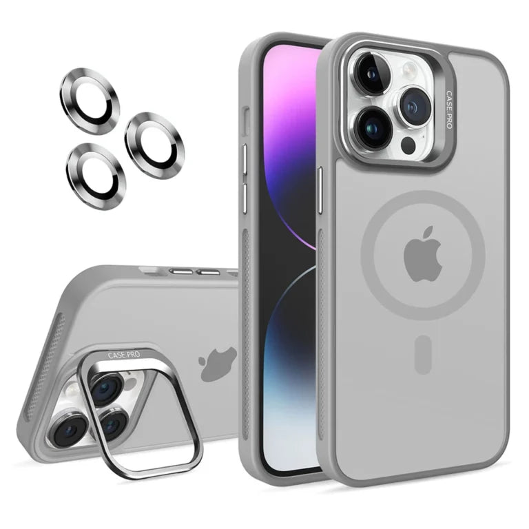 CasePro Matte MagSafe Kickstand Case iPhone 13 14 15 16 17 + FREE Camera Lens Protector