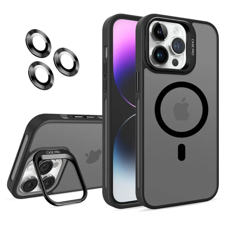 CasePro Matte MagSafe Kickstand Case iPhone 13 14 15 16 17 + FREE Camera Lens Protector