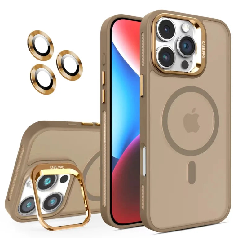 CasePro Matte MagSafe Kickstand Case iPhone 13 14 15 16 17 + FREE Camera Lens Protector