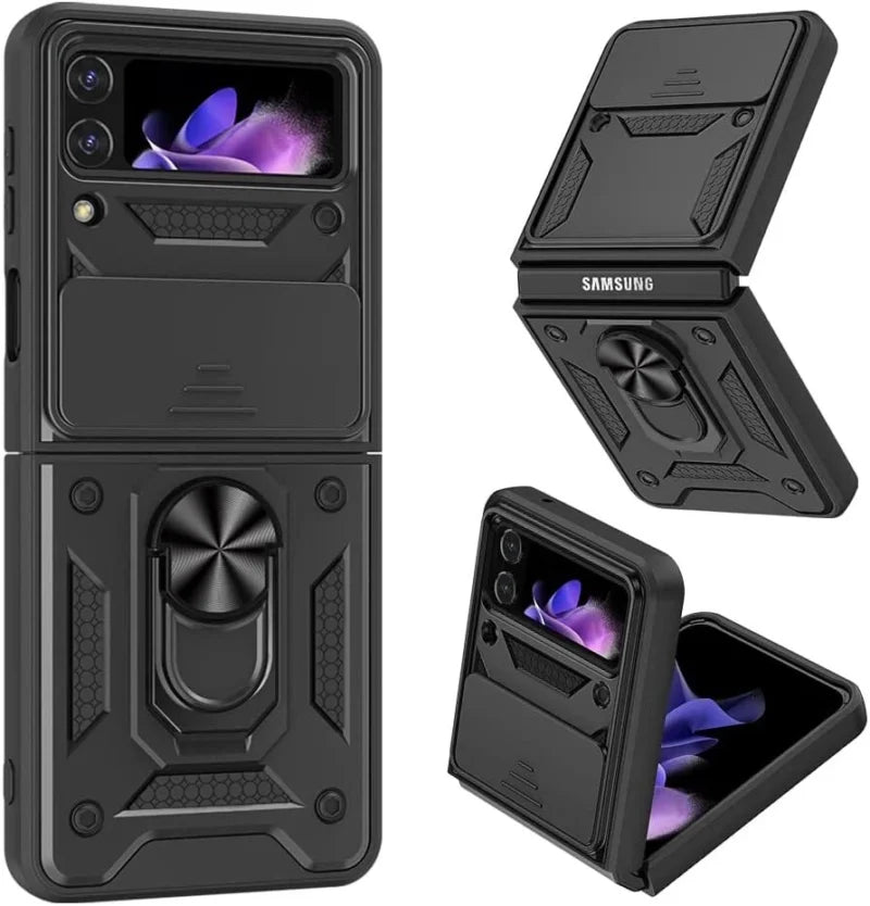 Shockproof Magnetic Ring Stand Armor Case Samsung Z Flip 3 Flip 4 Flip 5 Flip 6 Flip 7 MagSafe Military Grade