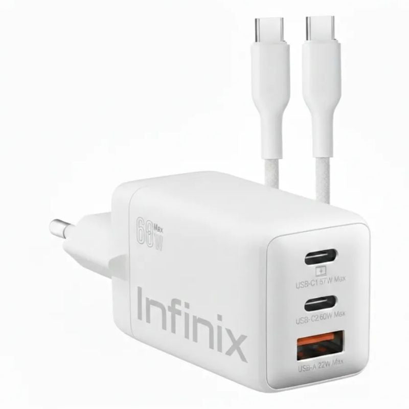 Infinix XDC95 68W GaN fast charger with 100W Type-C cable