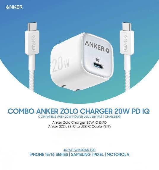 Anker Zolo 20W PD charger with USB-C cable