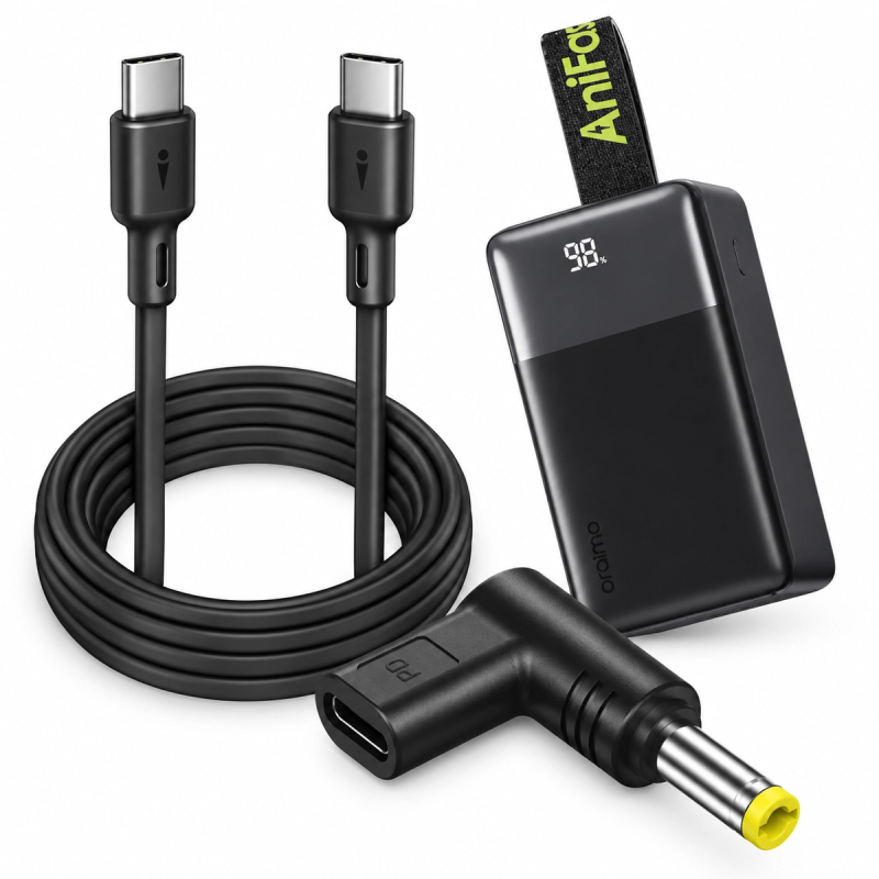 WiFi router power set with USB-C to DC cable and Oraimo 50,000mAh powerbank