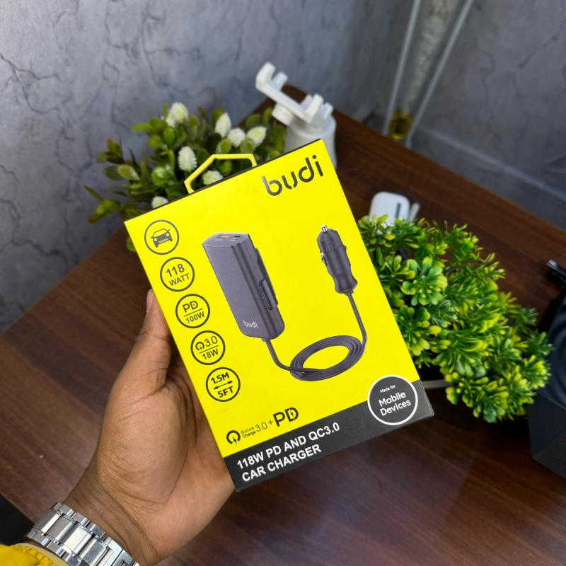 Budi 118W car charger with 100W USB-C PD