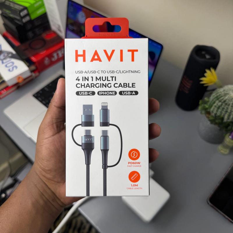 Havit Multi-purpose 4 in 1 charging cable with Type-A Type-C and Lightning connectors