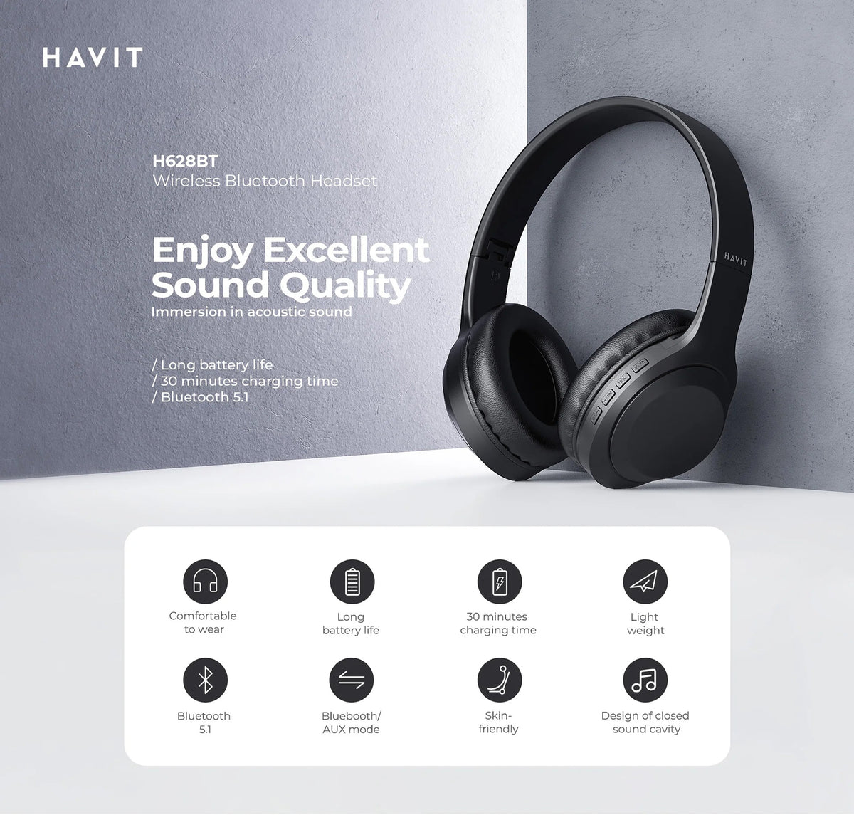 Havit H628BT wireless over-ear headphones